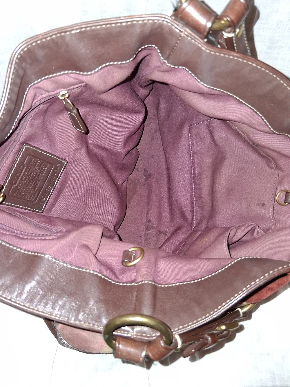 Coach Patchwork Shoulder Bag - Brown Multi-Tone with Pink Accent - Picture 8 of 11